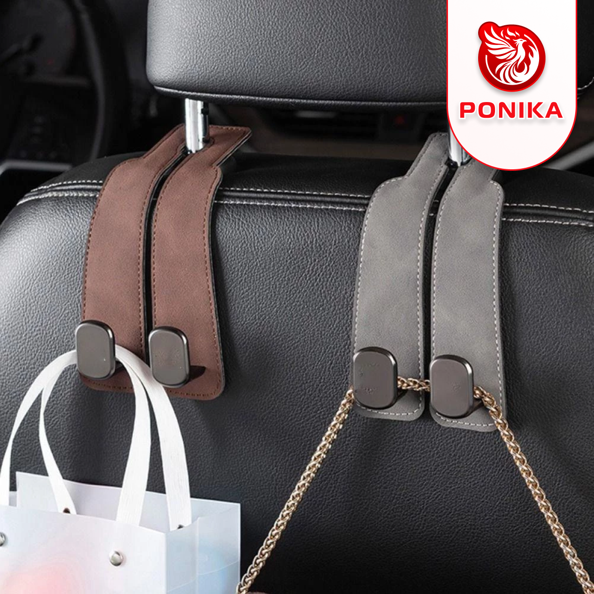 Móc Treo Đồ Ghế Sau Ô Tô - Bằng Da - Ảnh 4