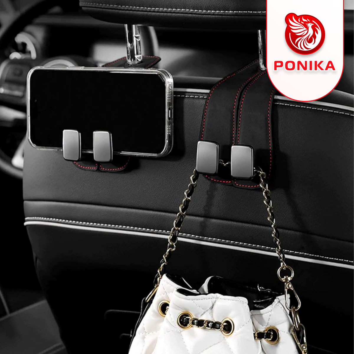 Móc Treo Đồ Ghế Sau Ô Tô - Bằng Da - Ảnh 3