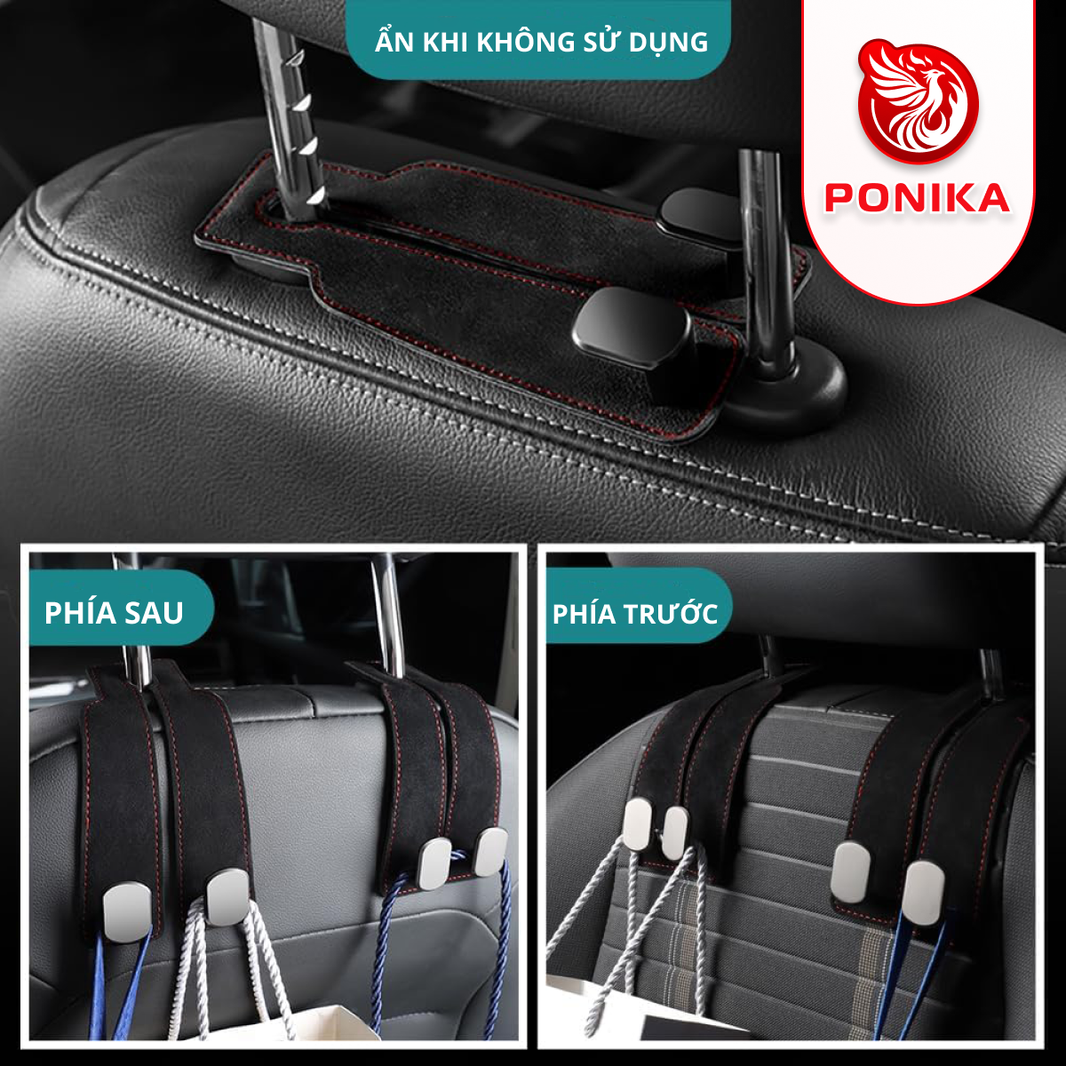 Móc Treo Đồ Ghế Sau Ô Tô - Bằng Da - Ảnh 6