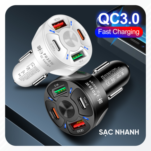 Tẩu Chia Sạc - Tẩu 4 Cổng USB