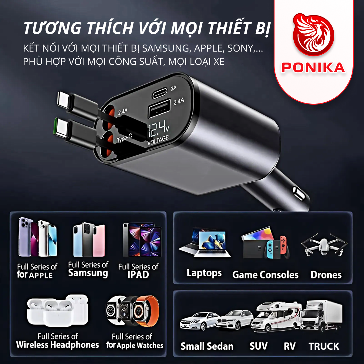 Tẩu Sạc Nhanh 4in1